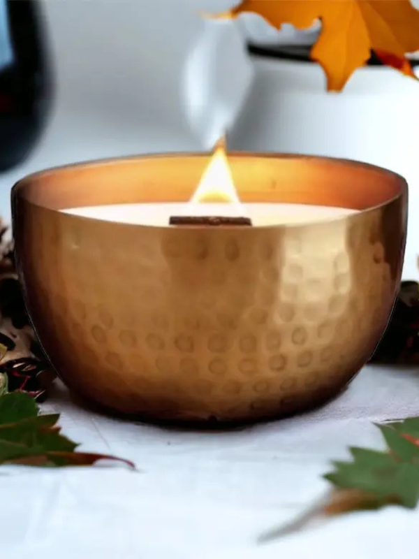 Woodwick 14oz Brass Bowl Candle