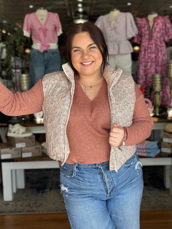 Ditsy Floral Puffer Vest