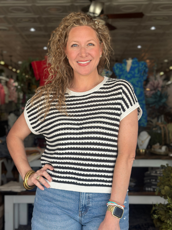 Black Stripe Crochet Top