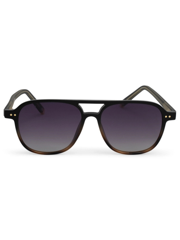 black framed sunglasses with black lenses