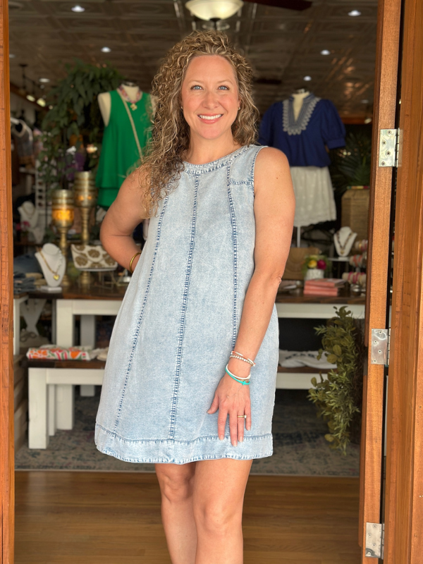 Chambray A-Line Mini Dress