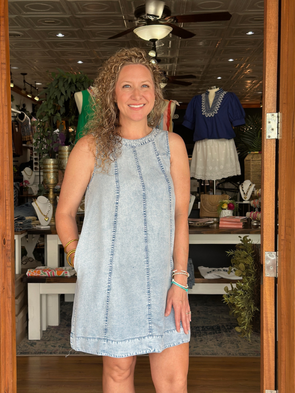 Chambray A-Line Mini Dress