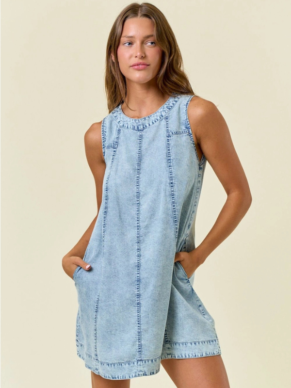 Chambray A-Line Mini Dress