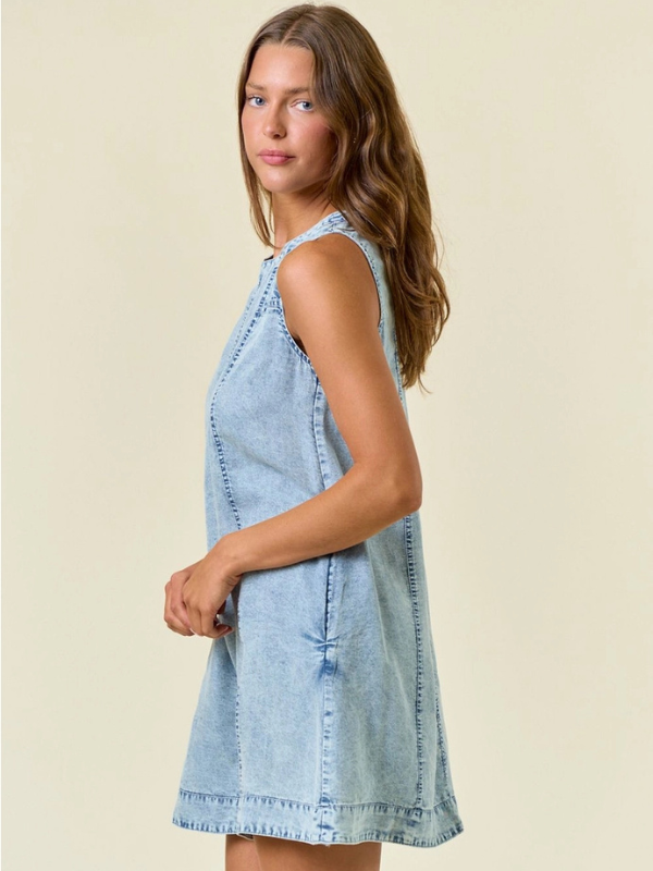 Chambray A-Line Mini Dress