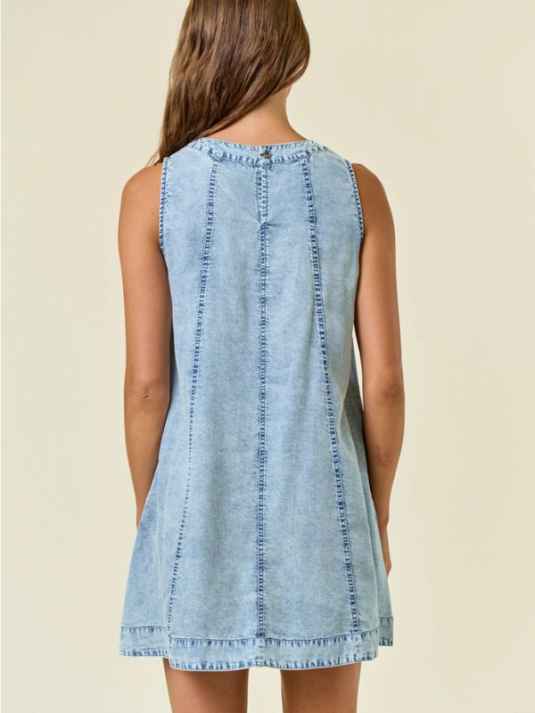 Chambray A-Line Mini Dress