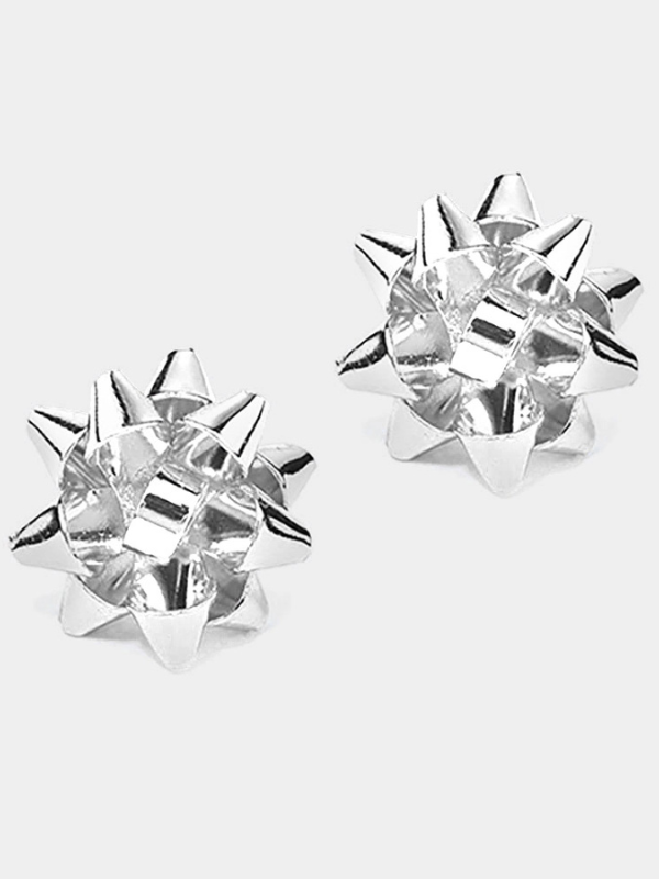 Holiday Bow Studs - Silver