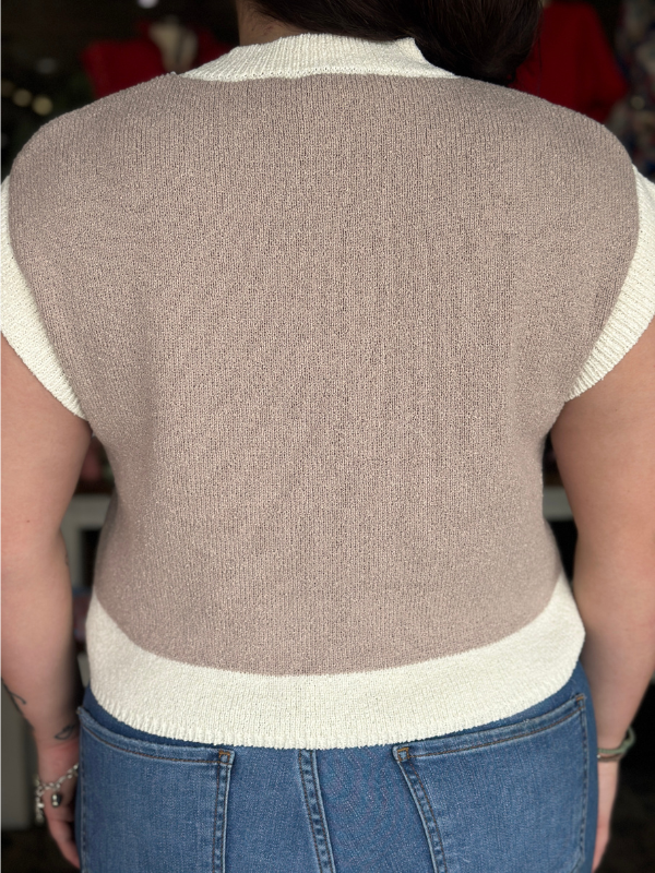 Latte + Cream Button Top