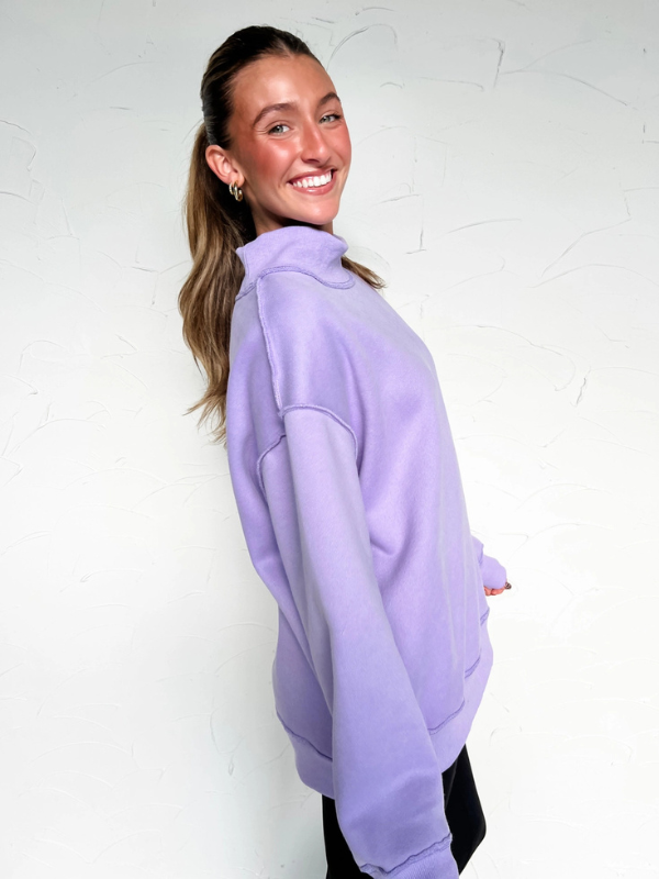 Mock Neck Lavender Sweatshirt - Themasonboutique