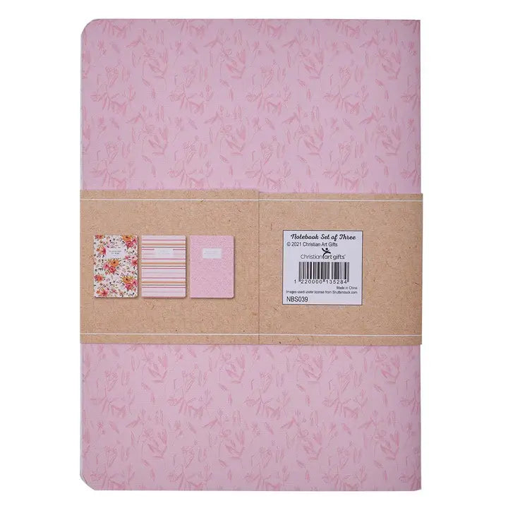 He Leads Me Psalm 23:2 - Pink Floral Notebook Set