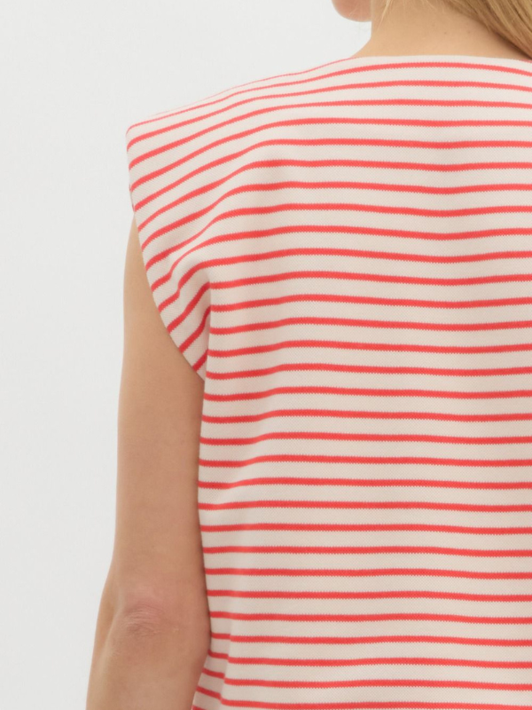 Red Striped + Gold Button Top