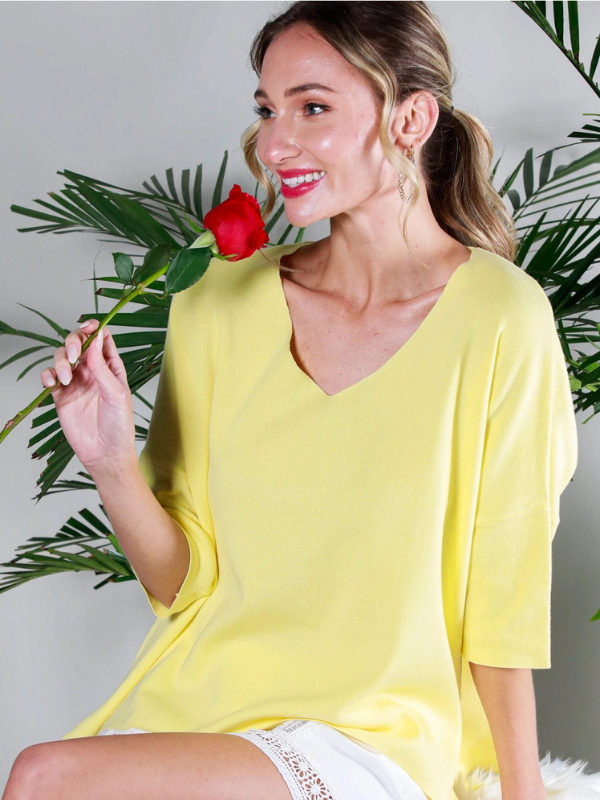 Sunny Yellow Loose Fit Knit Sweater - Themasonboutique