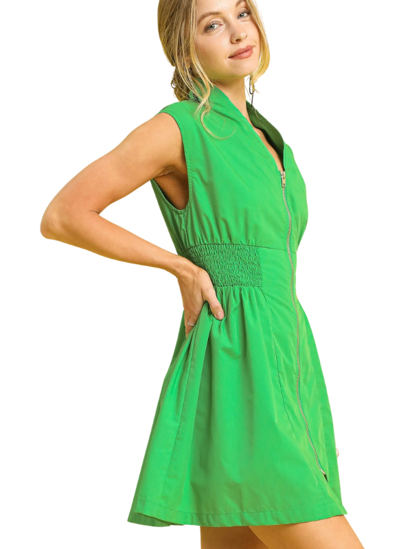 Apple Green Zip Mini Dress
