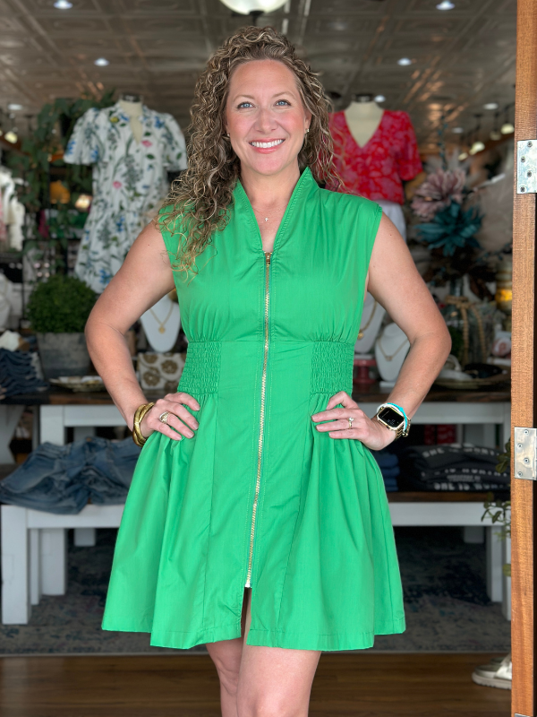 Apple Green Zip Mini Dress
