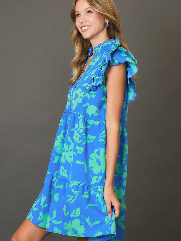 Azure Mix Floral Mini Dress