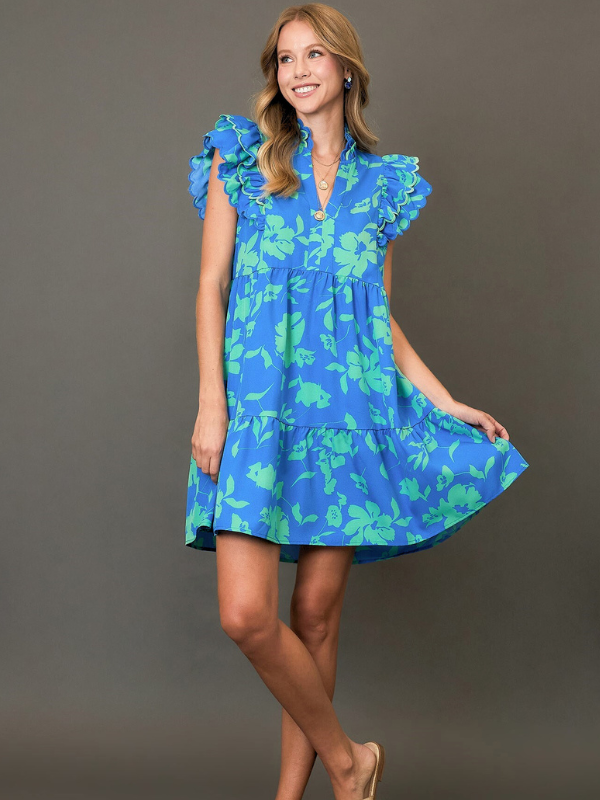 Azure Mix Floral Mini Dress