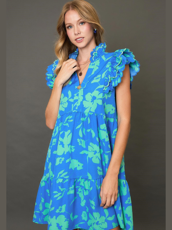 Azure Mix Floral Mini Dress
