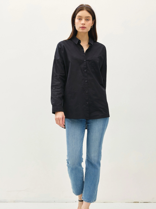 Black Oversized Button Up Shirt