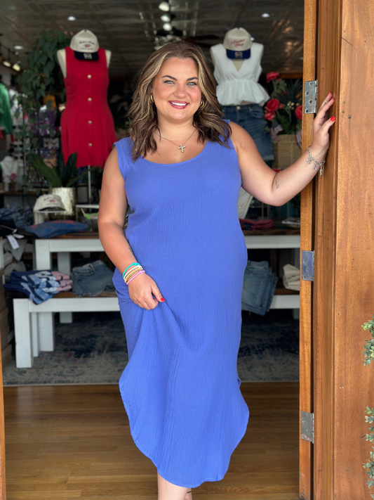 Indigo Blue Daisy Dress