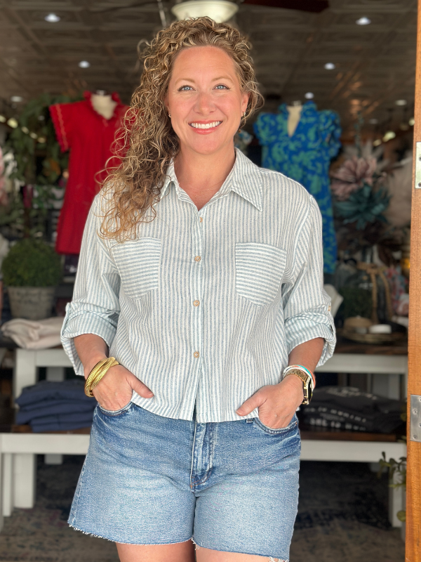 Blue Stripe Linen Shirt