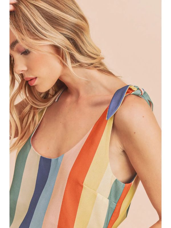 Blue Yellow & Red Striped Gracie Tank