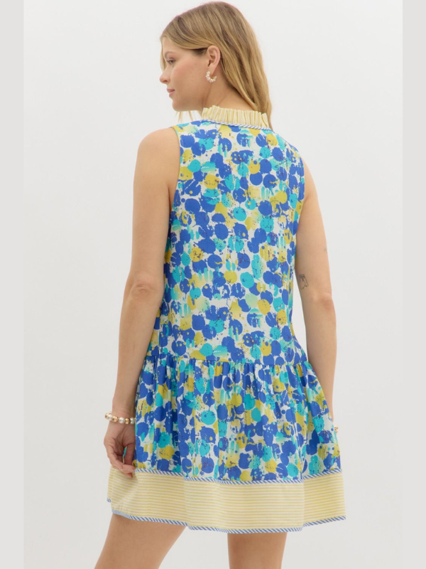 Blue + Yellow Dot Sleeveless Dress