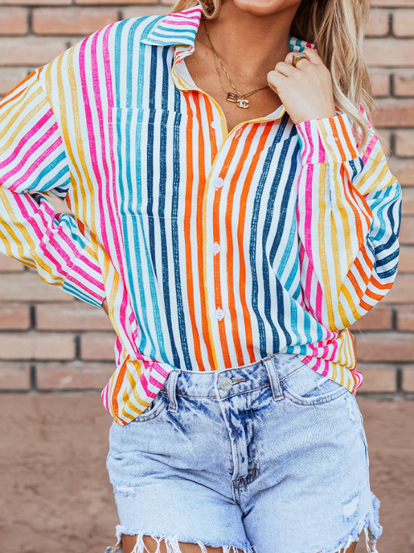 Bright Stripe Button Up Shirt