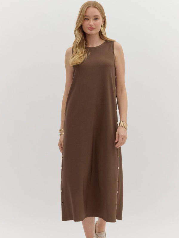 Brown Pullover Midi Dress