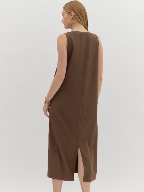 Brown Pullover Midi Dress