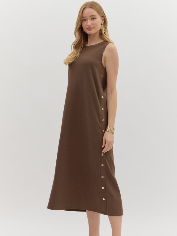Brown Pullover Midi Dress