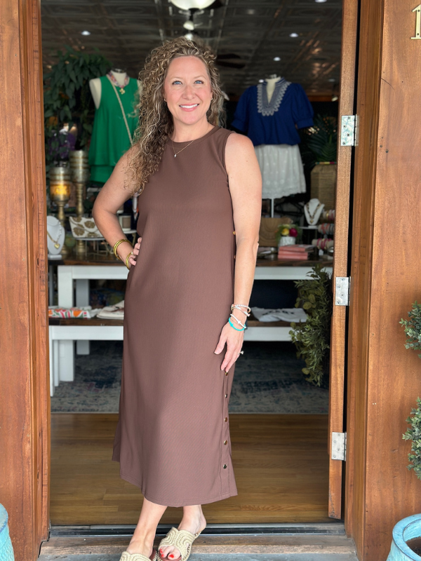 Brown Pullover Midi Dress