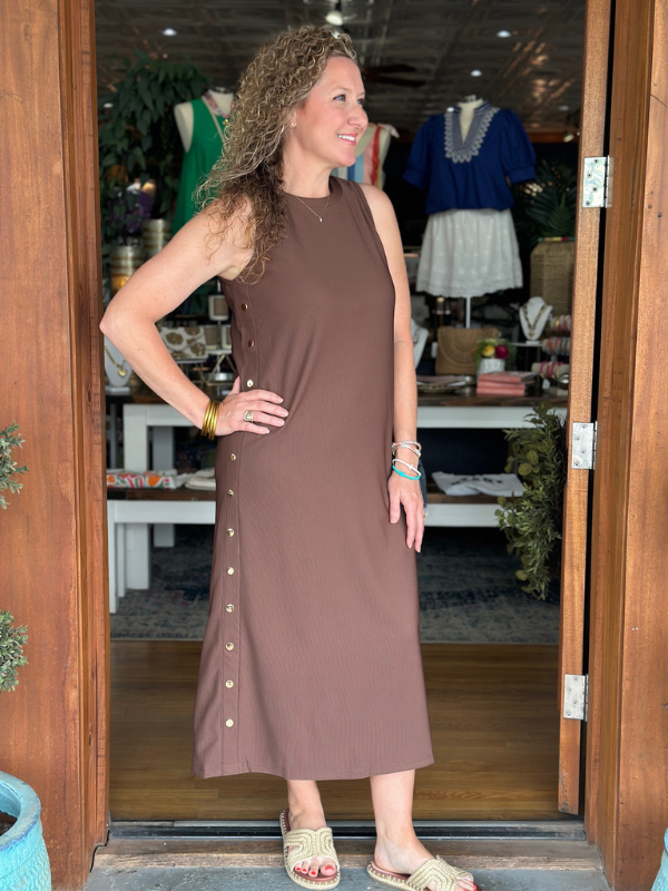 Brown Pullover Midi Dress
