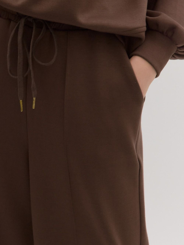 Brown Wide Leg Drawstring Pants