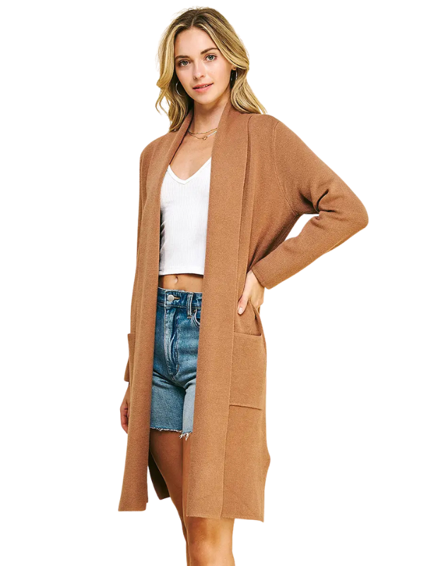Camel Open Knit Cardigan