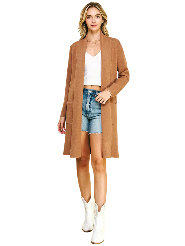Camel Open Knit Cardigan