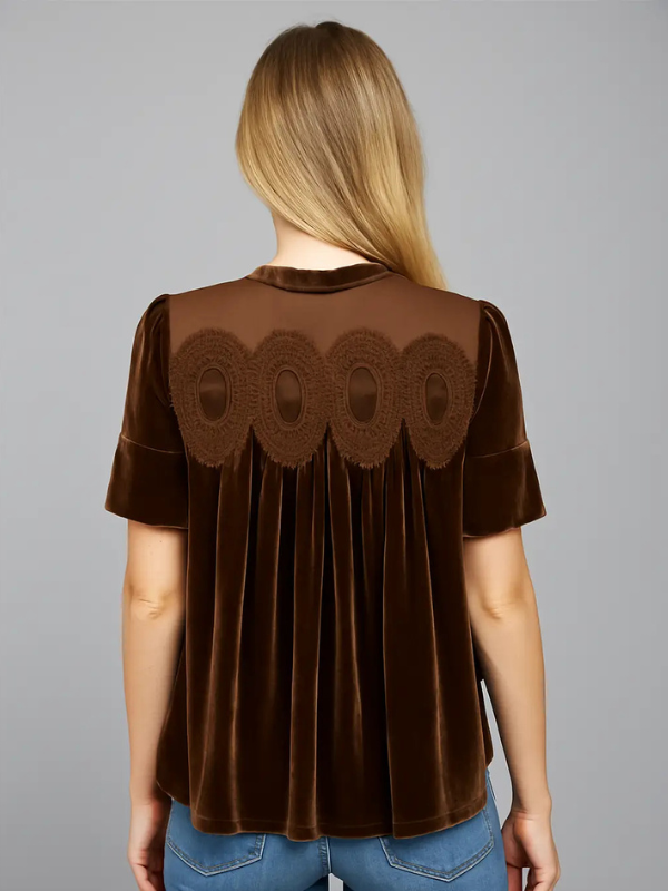 Cocoa Brown Velvet Babydoll Top