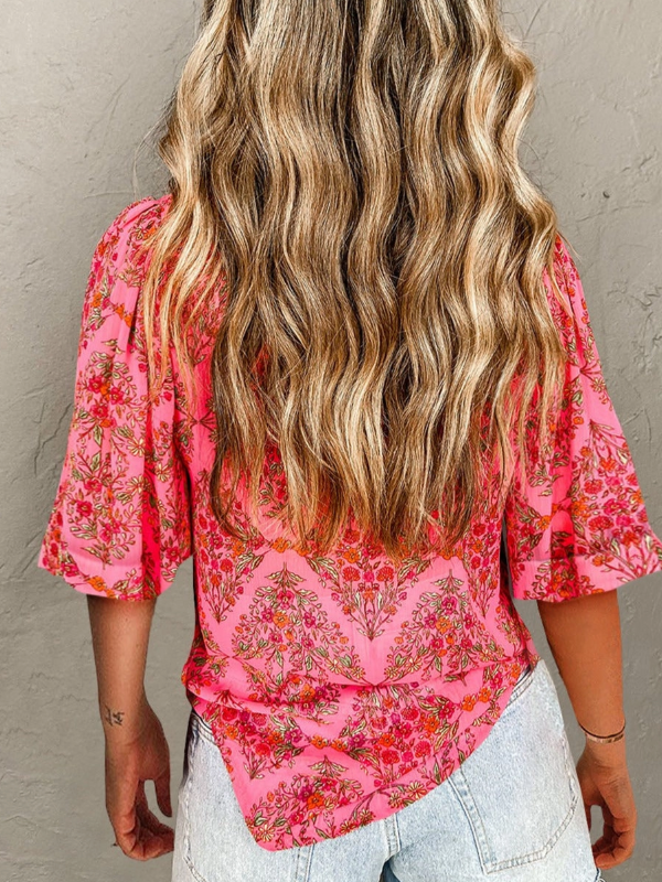 Coral Floral Button Up Shirt