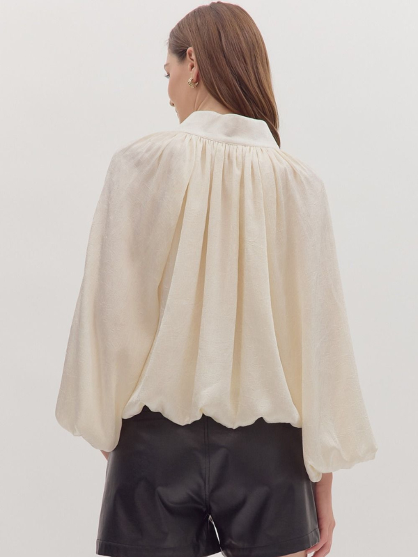 Cream Balloon Sleeve Top