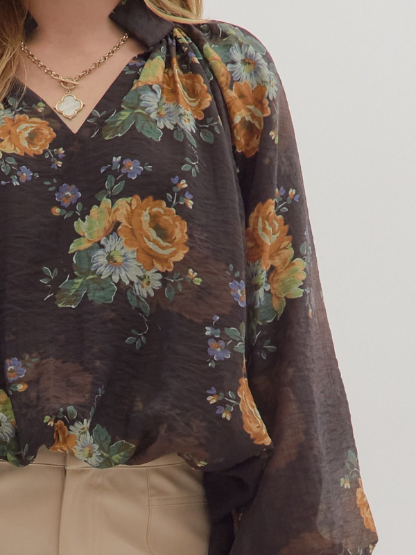 Floral patterned top with a plain background
