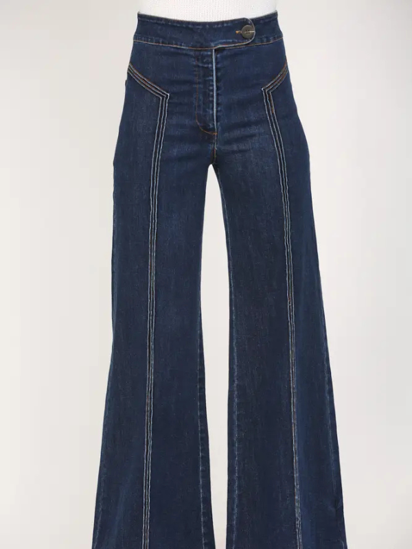 Pair of blue jeans on a white background