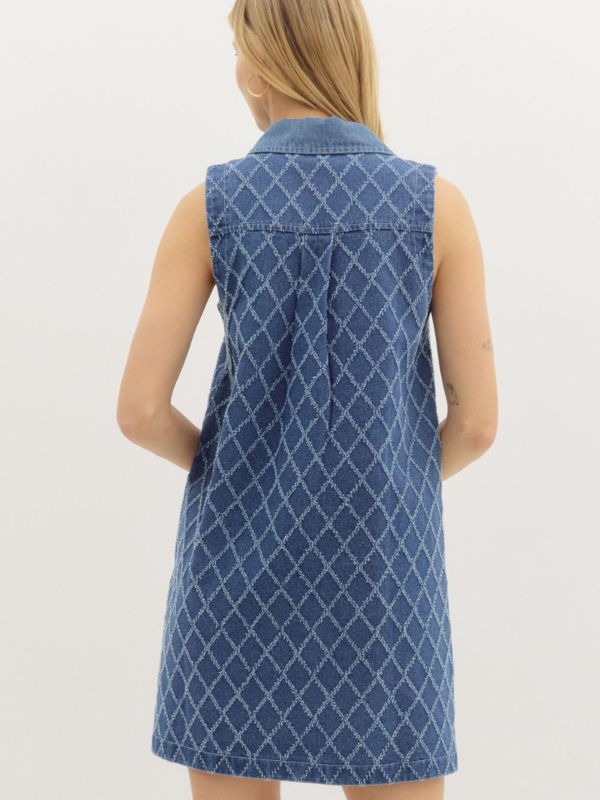 Denim Diamond Pattern Mini Dress