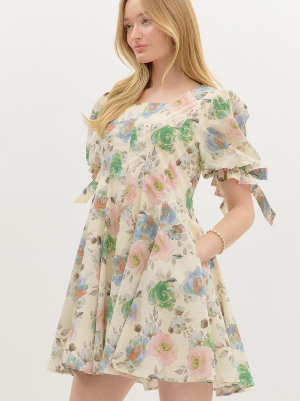 Ecru Watercolor Dress