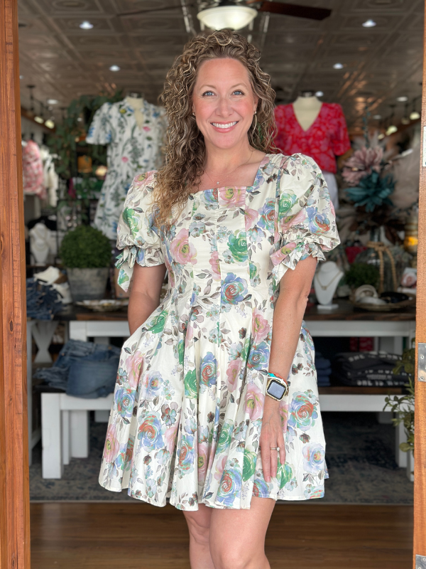 Ecru Watercolor Dress