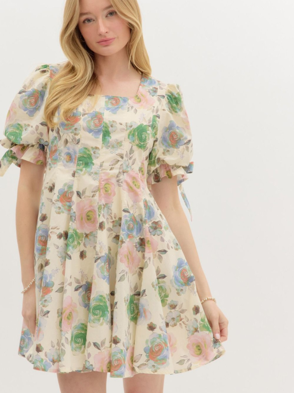 Ecru Watercolor Dress