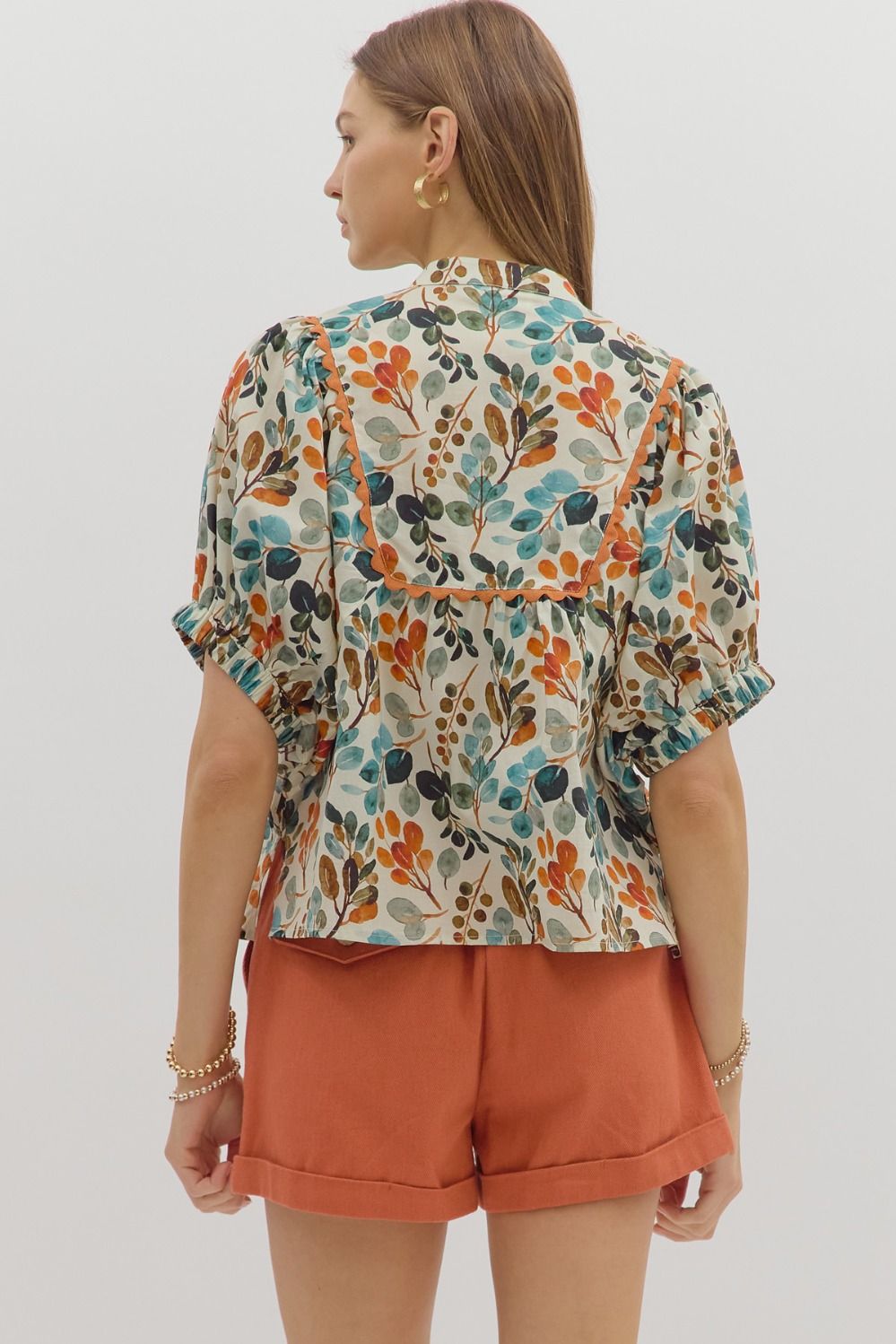 Ecru Floral Dolman Sleeve Top