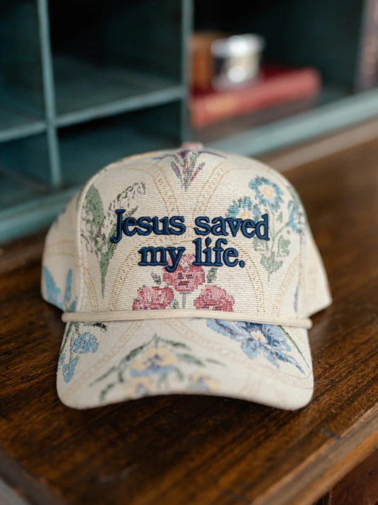 Floral Jesus Saved My Life Hat