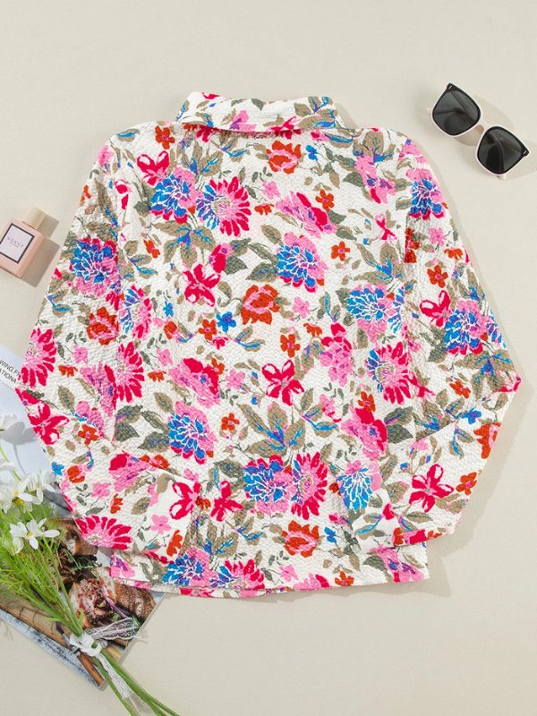 Floral Crinkle Long Sleeve Shirt