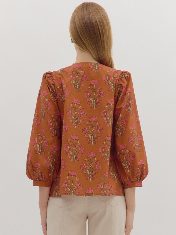 Floral Embroidered Knot Top