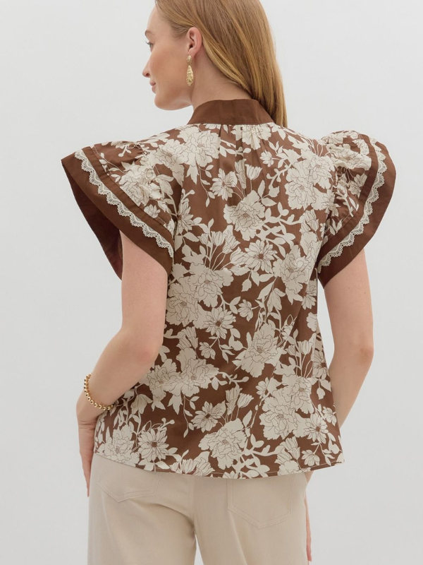 Floral Flutter Sleeve Top