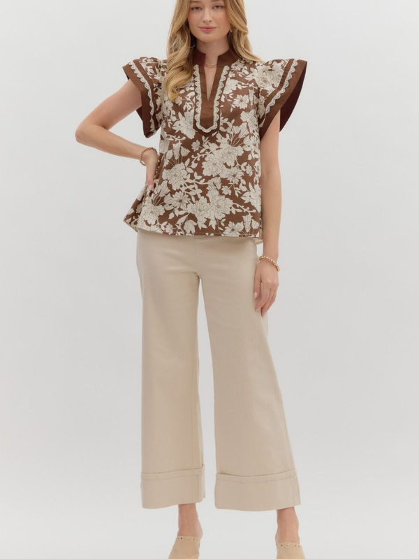 Floral Flutter Sleeve Top