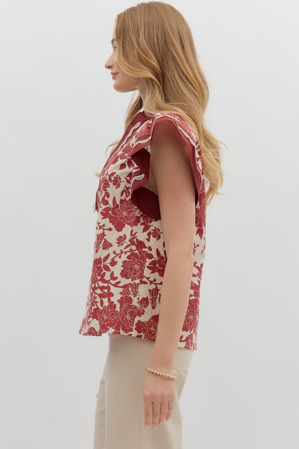 Floral Flutter Sleeve Top